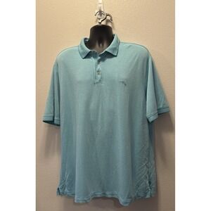 Tommy Bahama Turquoise‎ Polo Shirt Mens XL Modal Blend Swordfish Logo Golf